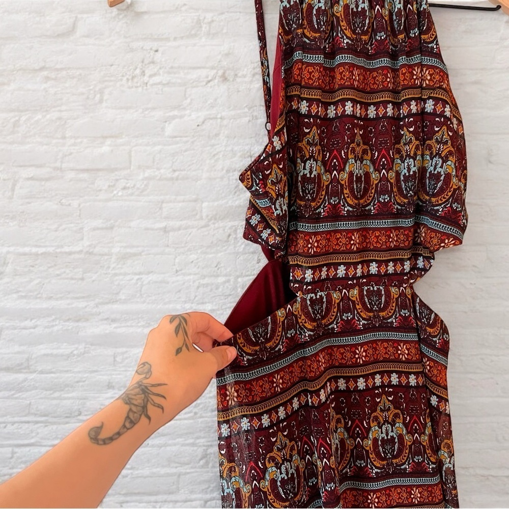 Gianni Bini Boho Paisley Waist Cutout Halter Maxi Dress Size S - Picture 4 of 13